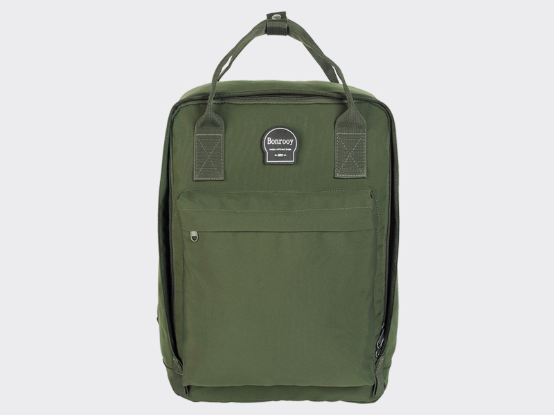 A green laptop backpack.